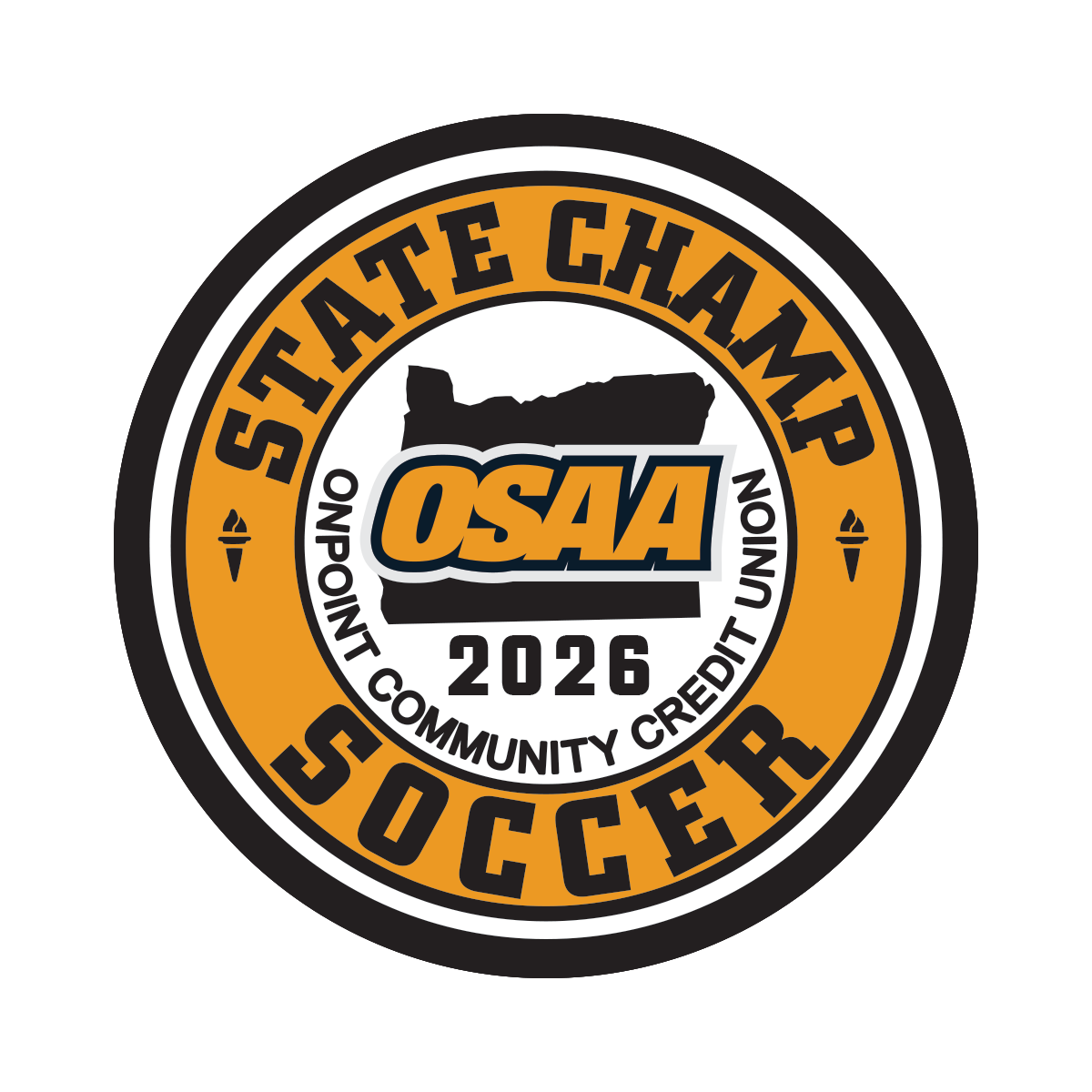 CHAMP Patch - OSAA 2026 State Soccer - Gold/Black