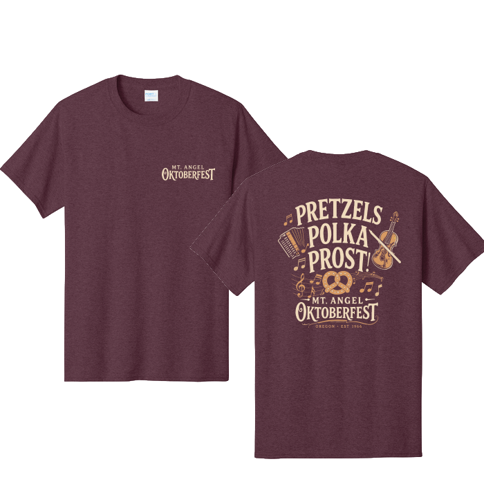 Mt. Angel Oktoberfest 2026 - Short Sleeve - Heather Maroon