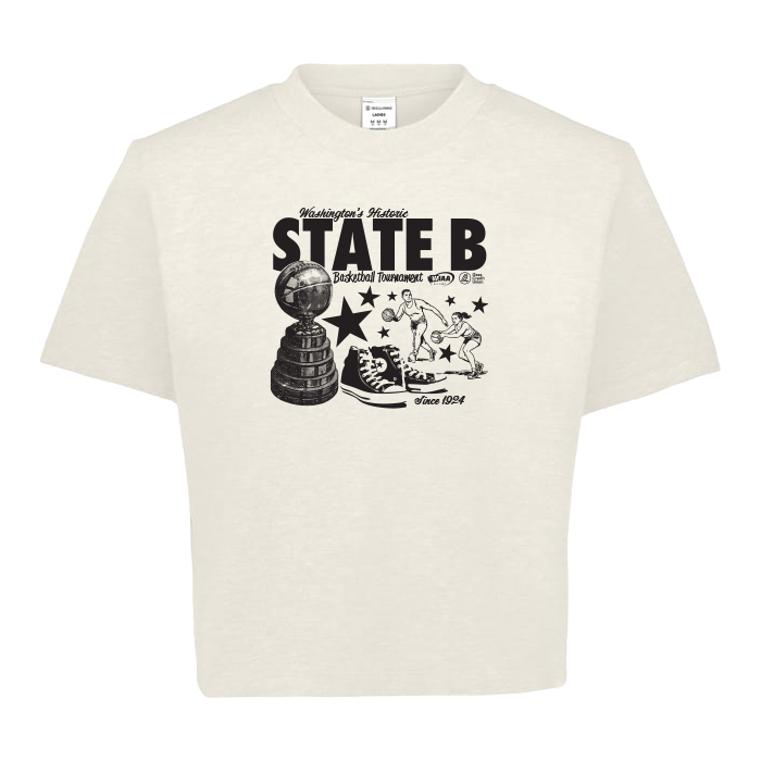 "State B" Crop Short Sleeve - WIAA 2026 State Basketball - Chalk