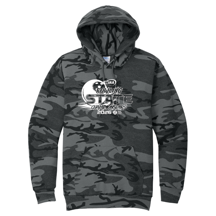 Camo Hoodie - WIAA 2026 State Bowling - Slate Camo
