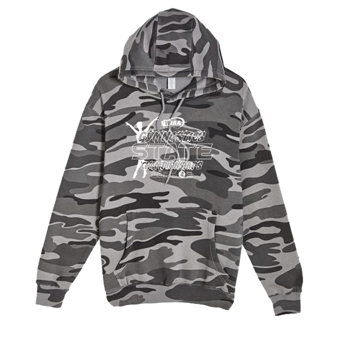 Hoodie - WIAA 2026 State Gymnastics - Black Heather Camo