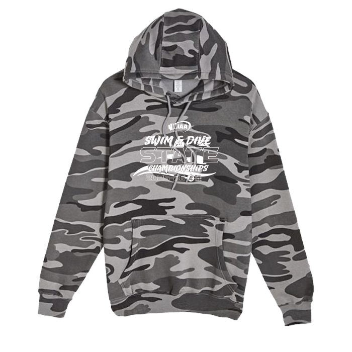 Hoodie - WIAA 2025-2026 State Swim & Dive - Black Heather Camo